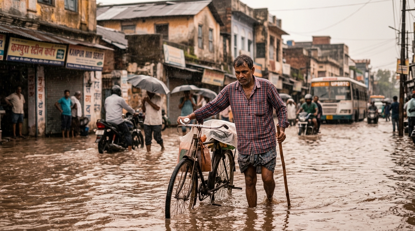 कानपुर समेत उत्तर भारत में खराब मौसम और भारी बारिश से जनजीवन पर गहरा असर