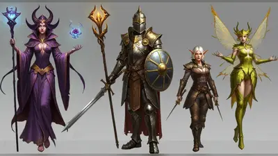 Fantasy characters brought to life through creative image generation prompts.