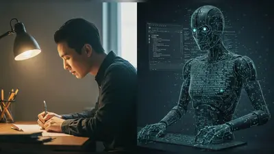 A comparison of AI and human content writing, highlighting their unique attributes.