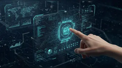 A user interacting with a futuristic interface, demonstrating the precision of prompt engineering for AI content creation.