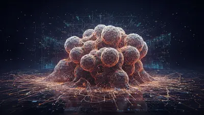 Abstract art forms emerge from complex neural networks, symbolizing GANs redefining digital art.