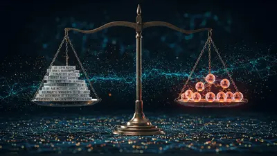 A balanced scale symbolizing the ethical considerations of AI-generated content, emphasizing integrity and responsible use.