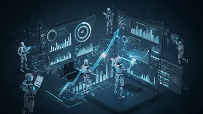 Visualize the power of generative AI marketing with a dynamic scene showcasing 5 secret strategies that drive sales growth.