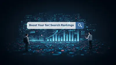 A concise, engaging description of ‘Boost Your Search Rankings Master AI Powered SEO Strategies’ that visually captures its central idea, showing AI enhancing SEO performance.