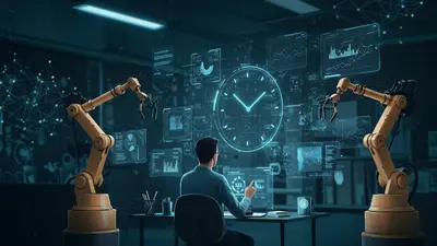 An illustrative depiction of AI tools streamlining workflows, enabling individuals to work smarter and save valuable time.