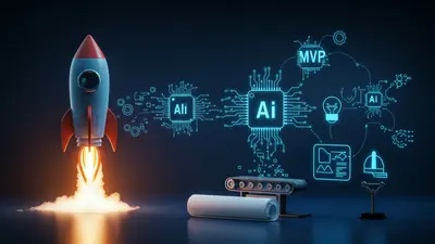 Visualizing AI as the key accelerator for rapid Minimum Viable Product (MVP) launches.