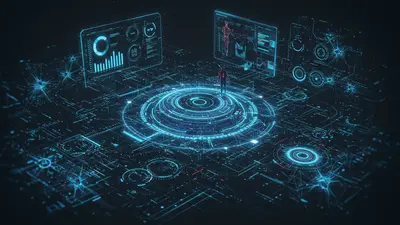 Digital gears and AI interfaces automating tasks, freeing up time for a productive individual.