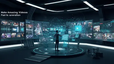 A dynamic portrayal of AI simplifying the complex process of video production, enabling fast and stunning results.
