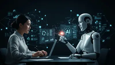 A human and AI working in harmony, symbolizing enhanced creativity and productivity through collaboration.