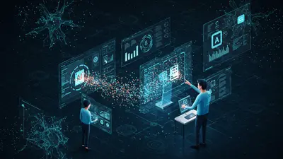 A creative mind collaborating with advanced AI interfaces, symbolizing the mastery of future AI content creation.