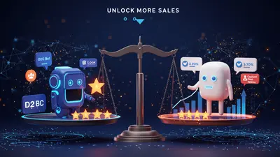 A visual showdown between D2C Bot and Loox, illustrating their impact on customer reviews and D2C sales growth in a futuristic, data-driven arena.