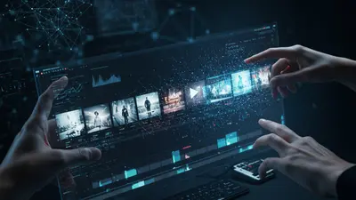 Create professional videos with ease. An AI-generated scene depicting seamless video editing and production through artificial intelligence.