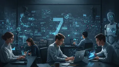 A concise, engaging description of ‘7 AI Hacks That Transform Team Productivity and Workflow’ that visually captures its central idea. It should show a team benefiting from AI integration.