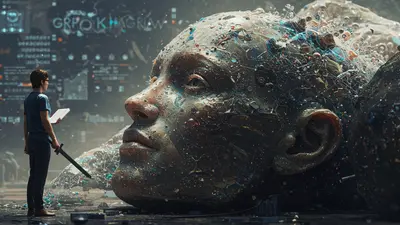 A vibrant, conceptual image depicting the simplicity and power of Grok Imagine in transforming creative visions into stunning AI-generated artwork, making AI art creation accessible.