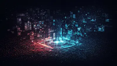 A dynamic visual depicting AI’s role in content creation, showing digital elements converging to form compelling stories.
