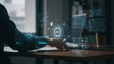 A developer harnesses the power of AI tools to accelerate coding and enhance productivity, visualizing the future of software development.