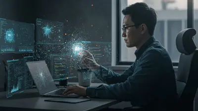 A developer uses AI tools to enhance their coding efficiency and accelerate software development.