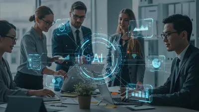 A team empowered by AI tools, showcasing streamlined workflows and boosted productivity in a collaborative work environment.