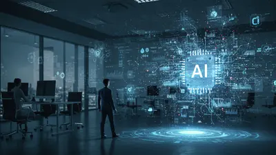 A visual journey from a traditional career to a thriving AI future, demonstrating a successful career transition.