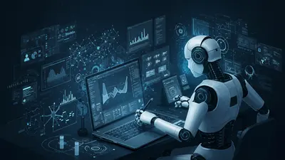 An AI assistant crafts SEO-optimized content, symbolizing the power of artificial intelligence in achieving higher search rankings.