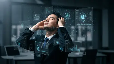 A professional finds relief and productivity with smart AI tools, symbolizing reclaimed time and enhanced efficiency.