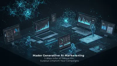 Visualizing AI transforming marketing campaigns, with neural networks and data streams powering creative content and strategic insights.