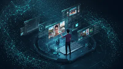 Visually capturing the ease of AI in transforming ideas into captivating videos, perfect for quick content creation.