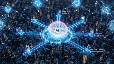 Explore diverse and high-growth AI career paths emerging from a futuristic AI landscape.