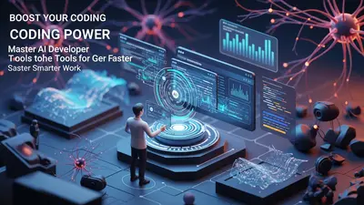 A concise, engaging description of ‘Boost Your Coding Power Master AI Developer Tools for Faster Smarter Work’ that visually captures its central idea.