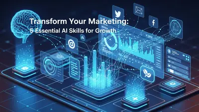 Visually capturing the essence of AI-driven marketing transformation, showcasing essential skills for achieving significant growth and innovation.