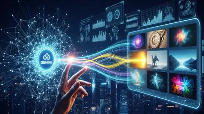 A creative visualization of mastering Gemini image generation, showing AI and human creativity merging to produce stunning visuals.