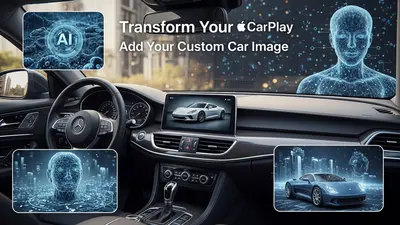 A concise, engaging description of ‘Transform Your Apple CarPlay Add Your Custom Car Image’ that visually captures its central idea. Highlighting personalized car display in Apple CarPlay.