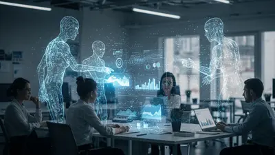 A visual representation of human and AI teams collaborating, highlighting the synergy and innovation in modern workflows.