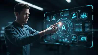 A marketer uses AI tools to visualize enhanced campaign performance, unlocking new levels of success.
