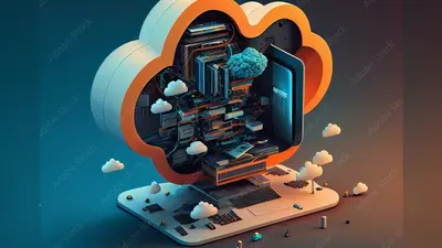 Cloud Computing creative illustration. 3D, 4k quality, High Resolution. Generative AI