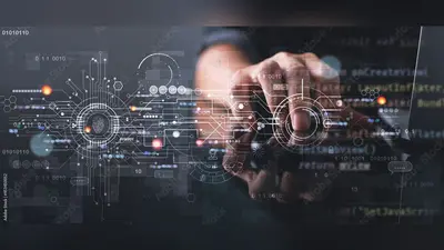 Digital transformation, IoT, Internet of Things, Software technology development concept. Software engineer coding on laptop computer with innovation technology interface