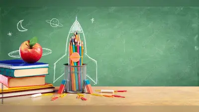 Back To School – Books And Pencils With Rocket Sketch