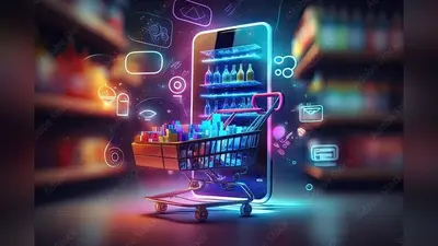Futuristic online shopping technology digital payment from mobile phone. Generative AI