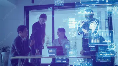 Business and technology concept. Communication network. Data analysis. Management strategy. Digital transformation.