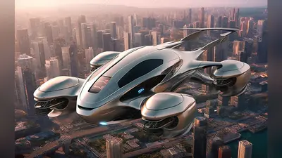 Flying cars.Innovative designs in drone-style futuristic concept cars create a perfect synergy between function and performance. Generative AI