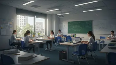 A futuristic workspace showcasing DeepSeek prompts enhancing productivity.