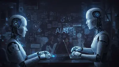 A concise and engaging description of ‘Understanding AI Agents A Simple Guide to Their Everyday Impact’ that summarizes its core idea in a visually compelling way, depicting the presence and influence of AI agents in various applications.
