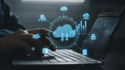 An infographic illustrating a FinOps cloud strategy, showing optimized financial control over cloud resources and expenses.