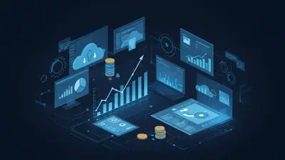 A concise and engaging description of ‘How to Master Cloud Costs With a Smart FinOps Strategy Guide’ that summarizes its core idea in a visually compelling way, showing financial data alongside cloud infrastructure.