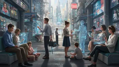 People seamlessly integrating with advanced agentic AI in a futuristic environment, illustrating preparedness for the AI future.