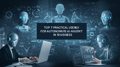 Visualizing autonomous AI agents seamlessly integrated into modern business environments, highlighting their practical applications and efficiency.