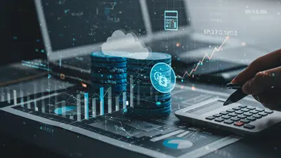 Financial charts overlaid on cloud infrastructure, symbolizing the effective cost control achieved through a FinOps cloud strategy.