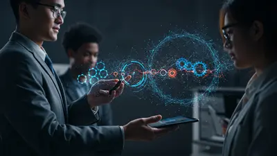 An abstract visual representation of interconnected AI agents collaborating, illustrating smart strategies for multi-agent system design.