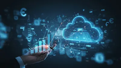 Illustrating FinOps mastery, showing cloud cost optimization with financial dashboards and strategic decision-making.