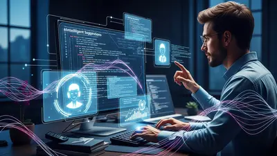 A developer seamlessly integrating AI coding assistants into their workflow for faster, smarter, and more innovative development.